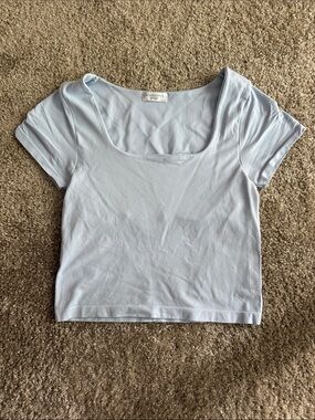 Altar'd State Pastel Blue Square Neck Crop Top